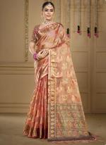 Organza Pink Traditional Wear Weaving Saree